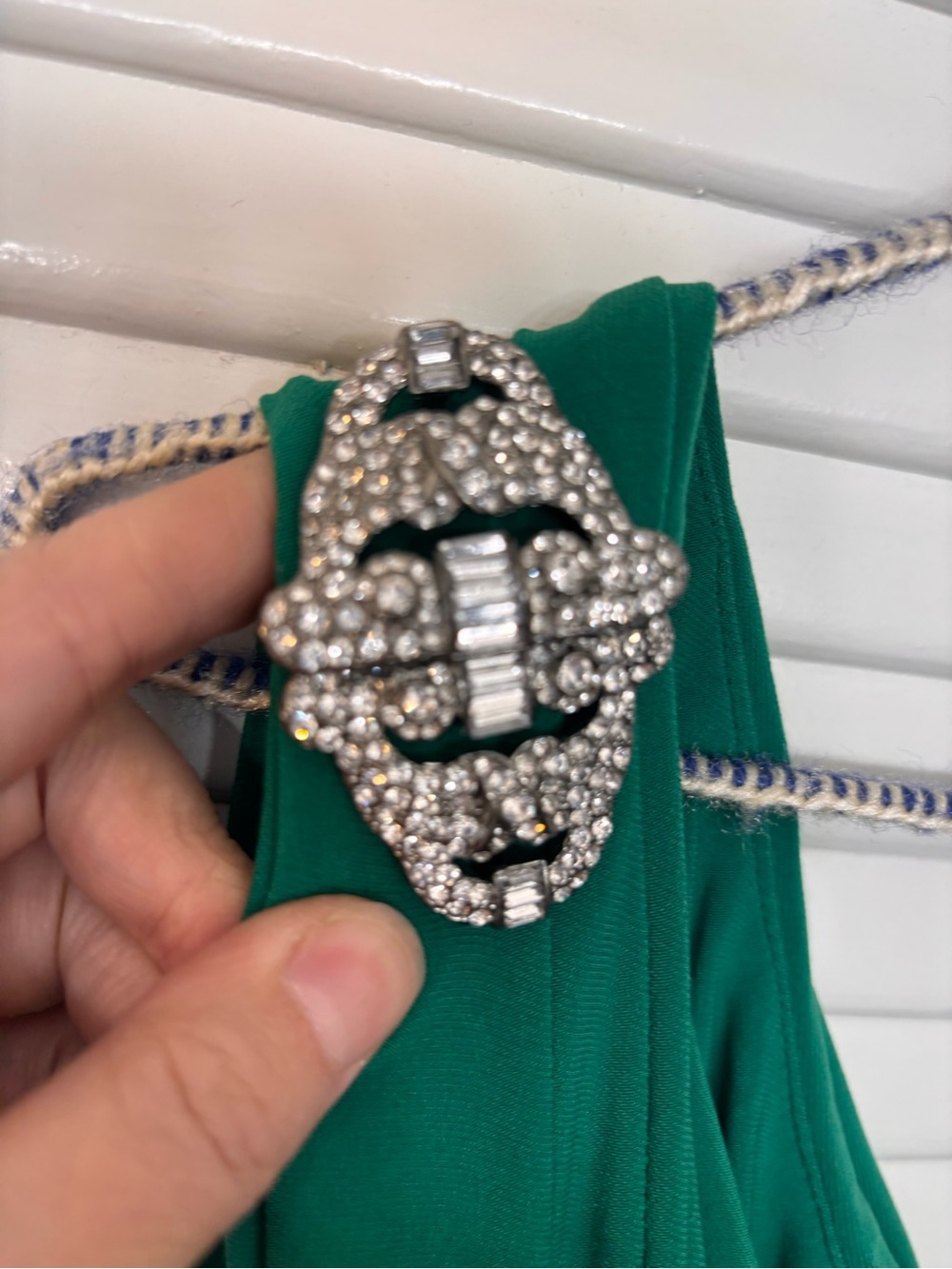 Lauren Ralph Lauren Emerald One-Shoulder Evening Gown - Picture 4 of 10